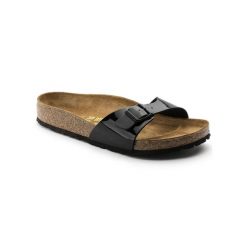 Klapki damskie Birkenstock 040303. Czarne klapki damskie Birkenstock, bez wzorów, z materiału, bez obcasa, bez zapięcia. Za 601.00 zł.