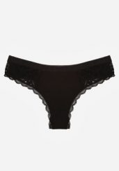 Czarne Majtki Stringi Ozdobione Koronką z Bawełną Meniliphis. Czarne stringi Renee, bez wzorów, z bawełny. Za 6.99 zł.