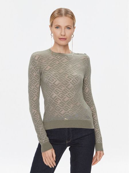 Guess Sweter W4RR28 Z3C90 Zielony Regular Fit. Zielone swetry klasyczne damskie Guess, l, z syntetyku, bez kołnierzyka. Za 299.99 zł.
