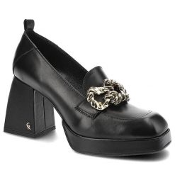 Czarne Półbuty Carinii Eleganckie Skórzane Buty Damskie. Czarne półbuty damskie Carinii, bez wzorów, ze skóry, bez obcasa, na obcasie, bez zapięcia. Za 369.00 zł.