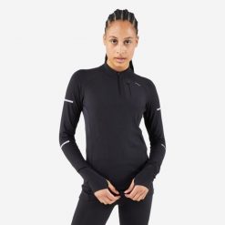 Bluza do biegania damska Kiprun Run 900 Warm. Czarne bluzy damskie KIPRUN, m, bez wzorów, z materiału, bez kaptura. Za 149.99 zł.