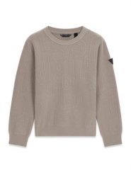 Guess Sweter L6BR04 Z1590 Beżowy Regular Fit. Brązowe swetry chłopięce Guess, z wiskozy, bez kołnierzyka. Za 234.99 zł.