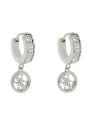 Guess Kolczyki Huggie Me JUBE03 147JW Srebrne rodowanie. Szare kolczyki damskie Guess, srebrne. Za 129.99 zł.
