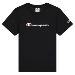 T-shirt Damski Markowy Rękaw. Czarne t-shirty damskie Champion, bez wzorów, bez kołnierzyka. Za 143.99 zł.