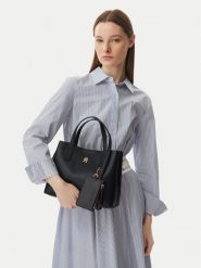 Tommy Hilfiger Torebka Th Icon Mini Satchel AW0AW18722 Czarny. Czarne torebki klasyczne damskie Tommy Hilfiger, ze skóry, bez dodatków. Za 649.99 zł.