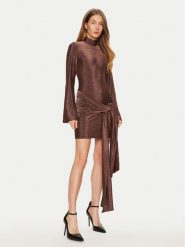 BARDOT Sukienka koktajlowa 59556DB Brązowy Slim Fit. Brązowe sukienki damskie Bardot, bez wzorów, z syntetyku, wizytowe, bez ramiączek. Za 259.99 zł.