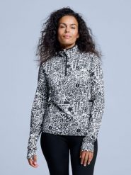 Bluza narciarska - Damska - Cabin Life - Biały/czarny. Białe bluzy damskie POEDERBAAS, na zimę, xs, bez wzorów, z elastanu, bez kaptura. Za 242.82 zł.