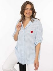 Zwillingsherz Tunika "Stripes & Heart" w kolorze błękitnym rozmiar: onesize. Niebieskie tuniki damskie Zwillingsherz, bez wzorów, z bawełny, bez kołnierzyka, bez ramiączek. Za 194.95 zł.