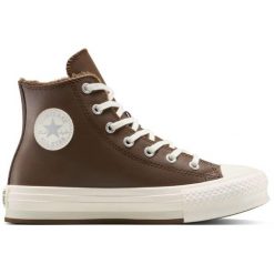 Buty sportowe Converse Chuck Taylor All Star Lift Leather Platform. Brązowe obuwie sportowe treningowe Converse, ze skóry, na fitness i siłownię. Za 490.00 zł.