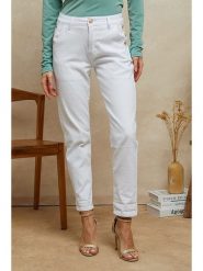 Plume Dżinsy "Timeo" - Tapered fit - w kolorze białym rozmiar: S. Białe jeansy damskie Plume, z podwyższonym stanem. Za 149.31 zł.