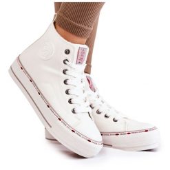 Damskie Wysokie Trampki Cross Jeans KK2R4044C Białe. Białe trampki damskie bez wzorów, z jeansu, bez zapięcia. Za 182.49 zł.