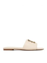 Nine West Klapki CEO-SMRL393663-02 Écru. Białe klapki damskie Nine West, bez wzorów, z materiału, bez obcasa, bez zapięcia. Za 169.99 zł.