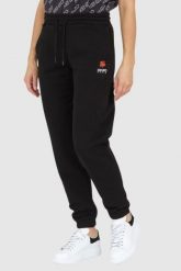 KENZO Czarne spodnie dresowe damskie z kwiatkiem. Czarne spodnie dresowe damskie Kenzo, s, bez wzorów, z dresówki. W wyprzedaży za 499.99 zł.