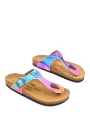 Calceo Japonki w kolorze różowo-turkusowym rozmiar: 39. Różowe klapki damskie Calceo, bez wzorów, z otwartym noskiem, bez obcasa, bez zapięcia. Za 163.64 zł.