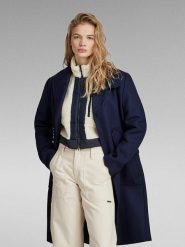 G-Star Wełniany płaszcz w kolorze granatowym rozmiar: M. Niebieskie płaszcze damskie G-Star, m, bez wzorów, z wełny, bez kaptura. Za 726.48 zł.