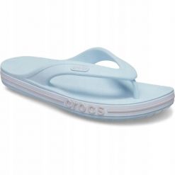 Japonki Dla Dorosłych Crocs Bayaband Flip. Niebieskie klapki damskie Crocs, bez wzorów, z materiału, bez obcasa, bez zapięcia. Za 129.99 zł.