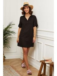 Le Monde du Lin Lniana sukienka w kolorze czarnym rozmiar: 36/38. Czarne sukienki damskie Le Monde du Lin, bez wzorów, ze lnu, klasyczne, bez ramiączek. Za 145.26 zł.