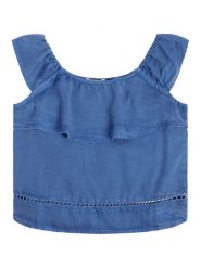 Guess Bluzka J3GH01 WE8R0 Niebieski Regular Fit. Niebieskie bluzki i koszule dziewczęce Guess, z aplikacjami, z lyocellu, bez kołnierzyka, bez ramiączek. Za 169.99 zł.