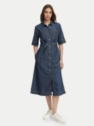 Tommy Hilfiger Sukienka jeansowa WW0WW50622 Niebieski Regular Fit. Niebieskie sukienki damskie Tommy Hilfiger, bez wzorów, z bawełny, bez ramiączek. Za 799.99 zł.