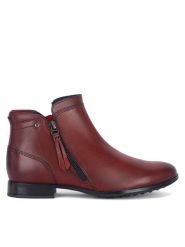 Lasocki Botki WB-ANNA-116 Bordowy. Czerwone botki damskie Lasocki, ze skóry, bez obcasa, na płaskiej podeszwie, bez zapięcia. Za 249.99 zł.