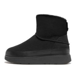 Buty FitFlop GEN-FF Mini Double-Faced Shearling Boots W GS6-090 czarne. Czarne śniegowce damskie z materiału. Za 720.14 zł.