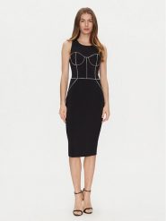 Elisabetta Franchi Sukienka koktajlowa AB-724-51E2-V440 Czarny Slim Fit. Czarne sukienki damskie Elisabetta Franchi, bez wzorów, z syntetyku, wizytowe, bez ramiączek. Za 1,899.00 zł.
