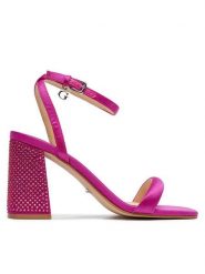 Guess Sandały FLJGL2 SAT03 Różowy. Czerwone sandały damskie Guess, z aplikacjami, z materiału, bez obcasa, na słupku, bez zapięcia. Za 879.99 zł.