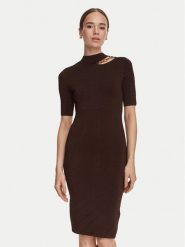 Marciano Guess Sukienka dzianinowa G6YK28 Z1059 Brązowy Slim Fit. Brązowe sukienki damskie Marciano Guess, z aplikacjami, z dzianiny, bez ramiączek. Za 989.99 zł.