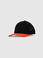 4F Czapka trucker z daszkiem uniseks - czarna S/M. Czarne czapki z daszkiem damskie 4F, na lato, bez wzorów, z syntetyku. W wyprzedaży za 59.99 zł.