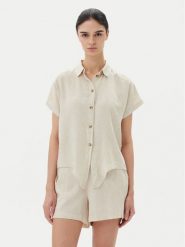 Vero Moda Koszula Thea 10333794 Beżowy Loose Fit. Brązowe koszule damskie Vero Moda, s, bez wzorów, z wiskozy, bez kołnierzyka, bez ramiączek. Za 119.99 zł.
