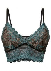 Biustonosz bustier z dwukolorowej koronki. Niebieskie biustonosze bonprix, bez wzorów, z koronki. Za 77.99 zł.