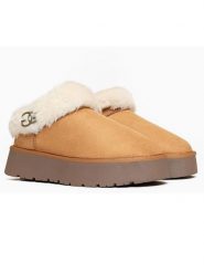 ISLAND BOOT Botki "Insha" w kolorze jasnobrązowym rozmiar: 36. Brązowe botki damskie Island Boot, z materiału, bez obcasa, na platformie, bez zapięcia. Za 165.99 zł.