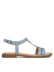 Lasocki Sandały EST-AFIONA-10 Niebieski. Niebieskie sandały damskie Lasocki, bez wzorów, ze skóry, bez obcasa, na płaskiej podeszwie, bez zapięcia. Za 99.99 zł.