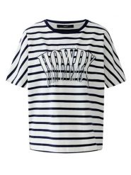 Oui Koszulka w kolorze biało-niebieskim rozmiar: 36. Białe koszulki damskie Oui, bez wzorów, z bawełny, bez kołnierzyka, bez ramiączek. Za 104.99 zł.