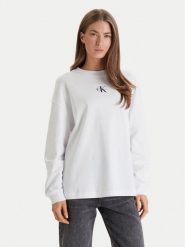 Calvin Klein Jeans Bluza Monologo LV047E211G Biały Oversize. Białe bluzy damskie Calvin Klein Jeans, l, bez wzorów, z bawełny, bez kaptura. Za 299.99 zł.