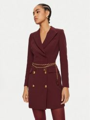 Elisabetta Franchi Sukienka koktajlowa AB-657-46E2-V960 Bordowy Regular Fit. Czerwone sukienki damskie Elisabetta Franchi, bez wzorów, z syntetyku, wizytowe, bez ramiączek. Za 1,279.00 zł.