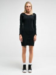 Sukienka damska mini dopasowana czarna Malgosara 906. Czarne sukienki damskie Big Star, bez wzorów, z dzianiny, eleganckie, bez ramiączek. W wyprzedaży za 129.99 zł.