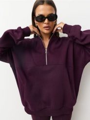 Bluza half-zip z bawełną - czerwony. Czerwone bluzy damskie Sinsay, l, bez wzorów, z bawełny, bez kaptura. Za 49.99 zł.