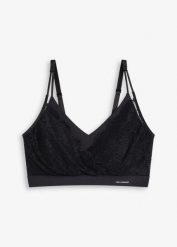 Wyściełany biustonosz braletka, bezszwowy Feel Comfort. Czarne biustonosze bonprix, bez wzorów. Za 77.99 zł.