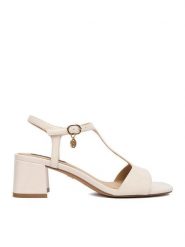 Nine West Sandały CEO-LS505187-14 Beżowy. Brązowe sandały damskie Nine West, bez wzorów, z materiału, bez obcasa, na słupku, bez zapięcia. Za 229.99 zł.