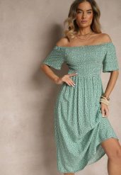Zielona Bawełniana Sukienka Hiszpanka o Rozkloszowanym Kroju w Kwiaty Sadique. Zielone sukienki damskie Renee, bez wzorów, z bawełny, eleganckie, bez ramiączek. W wyprzedaży za 39.99 zł.