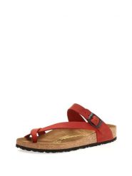 Comfortfusse Skórzane japonki w kolorze czerwonym rozmiar: 40. Czerwone klapki damskie Comfortfüße, bez wzorów, z materiału, z otwartym noskiem, bez obcasa, bez zapięcia. Za 217.99 zł.