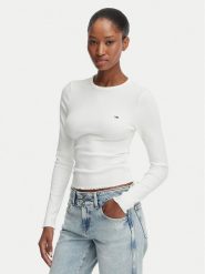 Tommy Jeans Bluzka DW0DW22783 Biały Slim Fit. Białe bluzki damskie Tommy Jeans, s, bez wzorów, z bawełny, bez kołnierzyka, bez ramiączek. Za 189.99 zł.