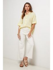 Lin Passion Lniana koszula w kolorze żółtym rozmiar: 38/40. Żółte koszule damskie Lin Passion, bez wzorów, ze lnu, klasyczne, bez kołnierzyka, bez ramiączek. Za 165.99 zł.