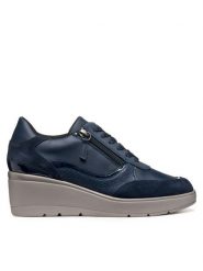 Geox Sneakersy D Ilde D46RAA 05422 C4002 Granatowy. Niebieskie obuwie sportowe damskie Geox, ze skóry, bez zapięcia. Za 359.99 zł.