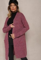 Różowy Kardigan Niezapinany z Wełną i Kieszeniami Miathinae. Czerwone kardigany damskie Renee, bez wzorów, z jeansu. Za 159.99 zł.