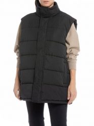 Replay Kamizelka pikowana w kolorze czarnym rozmiar: M. Czarne kamizelki damskie Replay, m, bez wzorów, bez kaptura. Za 501.57 zł.