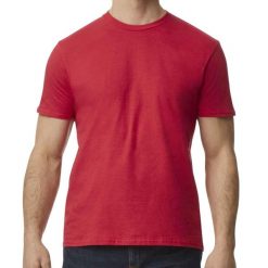 Koszulka Softstyle EZ Unisex Dla Dorosłych. Czerwone bluzki damskie GILDAN, m, bez wzorów, sportowe, bez kołnierzyka, bez ramiączek. Za 37.99 zł.