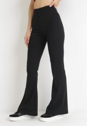 Czarne Spodnie Dzwony z Gumką w Pasie Milica. Czarne spodnie materiałowe damskie Born2be, bez wzorów, z jeansu. Za 89.99 zł.