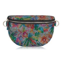 Nerka damska skórzana w kwiaty saszetka na pas Paolo Peruzzi T-36-C. Szare nerki i saszetki damskie bez wzorów, ze skóry. Za 149.00 zł.